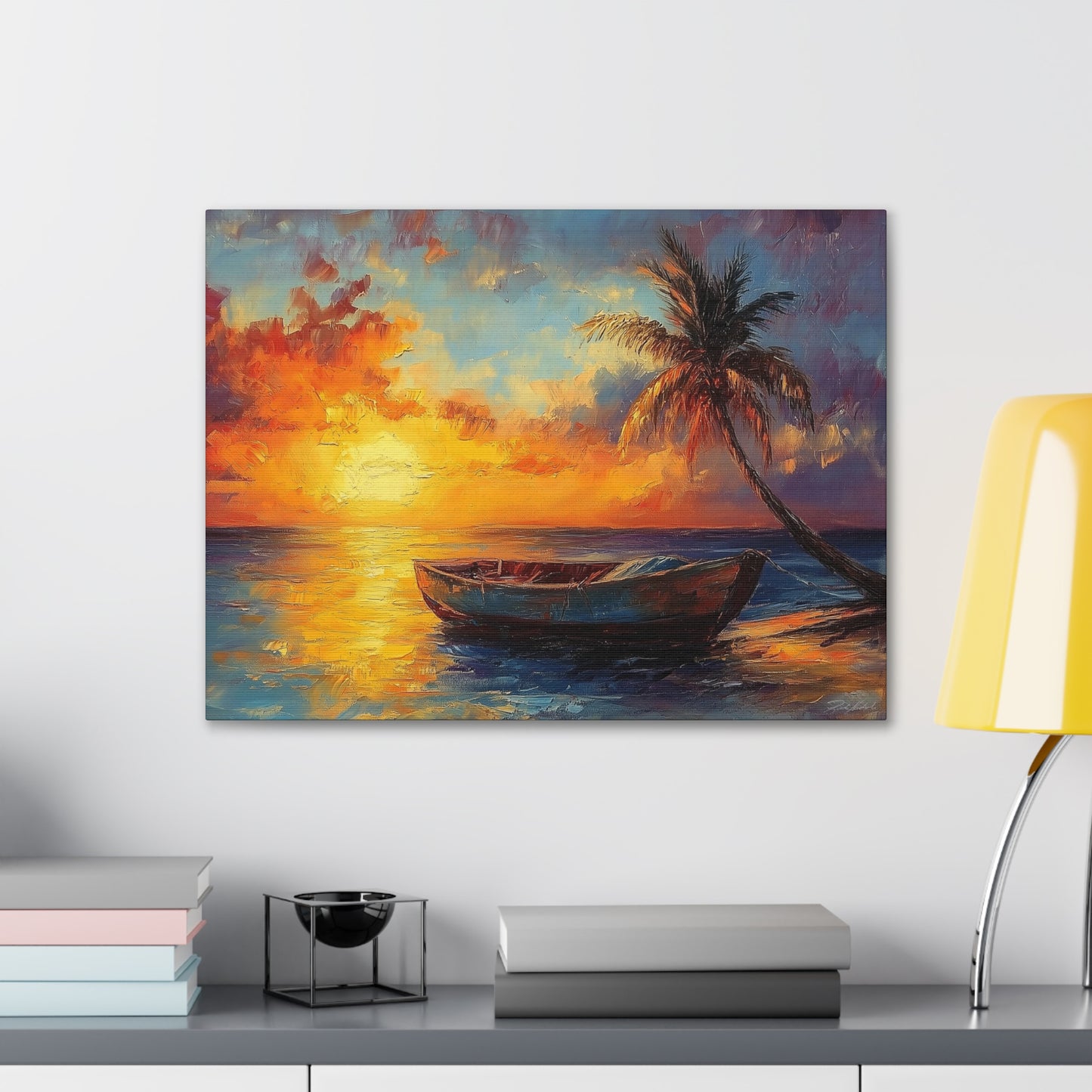 Une galerie de toile enveloppée - Coucher de soleil à One Palm Island