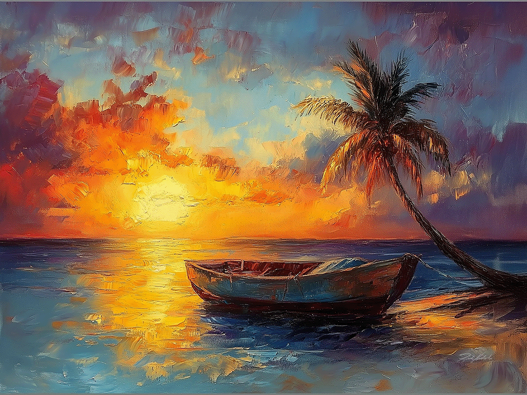 Une galerie de toile enveloppée - Coucher de soleil à One Palm Island