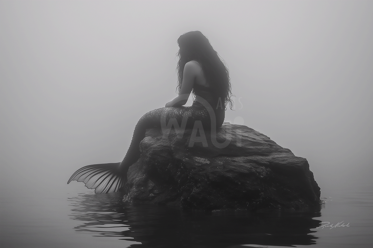 A Misty Morning Mermaid Photo paper poster