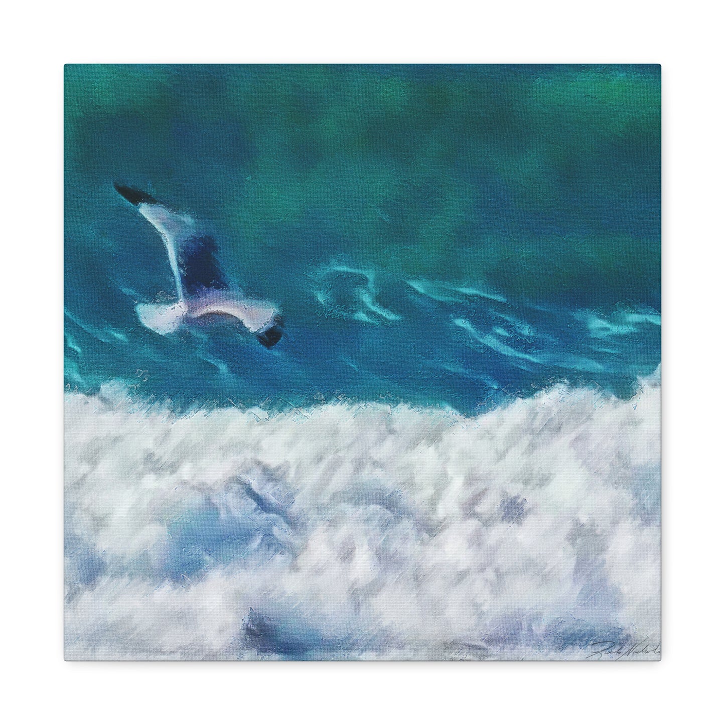 Seagull Sea Breeze Oil Style Painting - Canvas Gallery Wraps