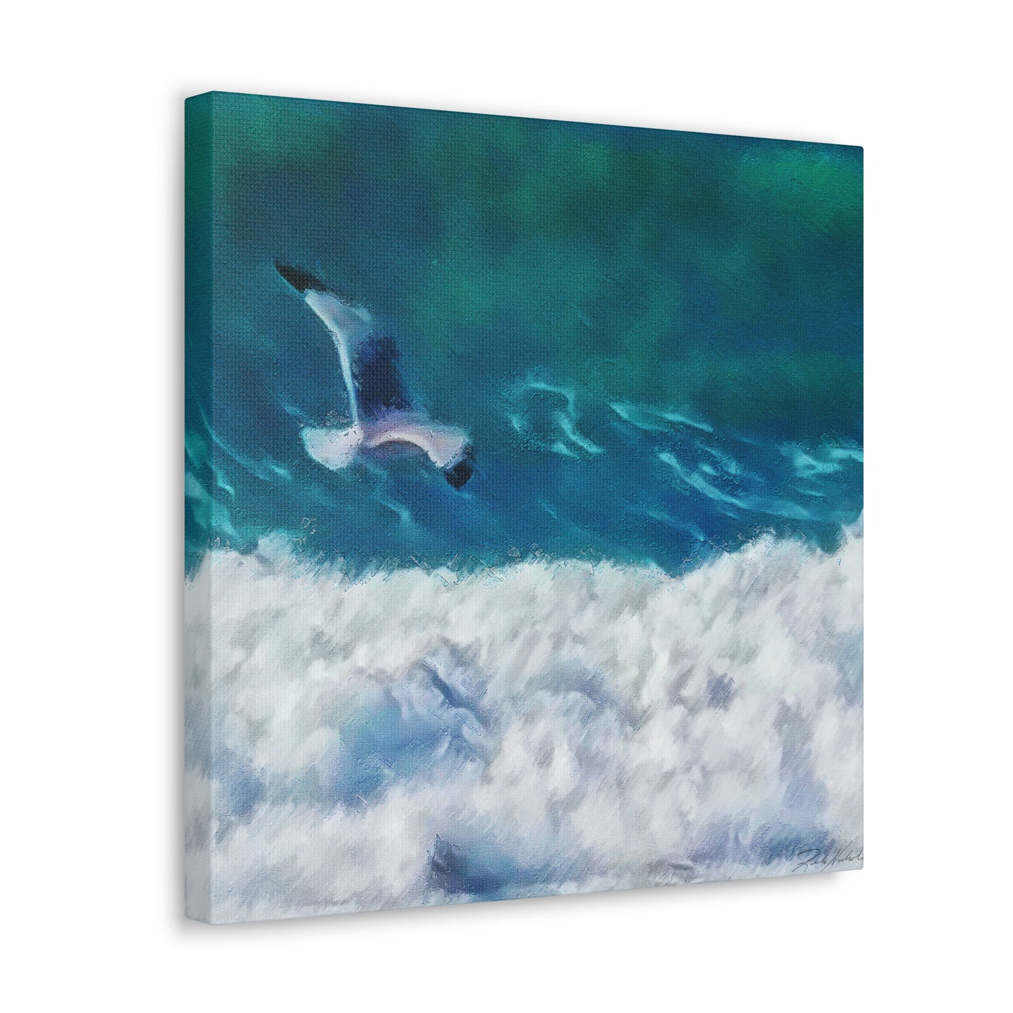 Seagull Sea Breeze Oil Style Painting - Canvas Gallery Wraps