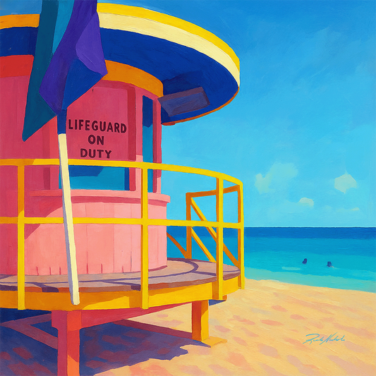 On Duty – South Beach Miami Lifeguard Tower - Photo paper poster