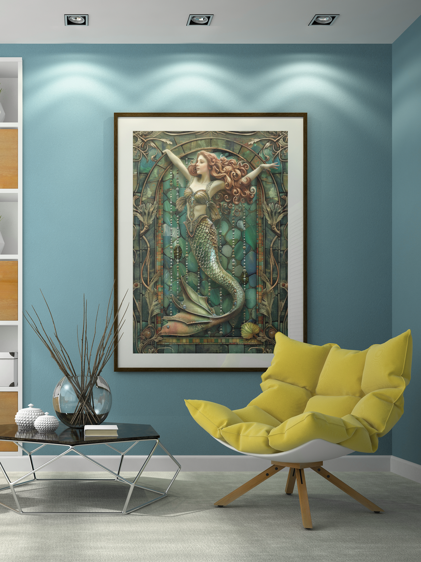 A Poster Of Timeless Elegance: The Pearl-Draped Mermaid - FREE SHIPPING